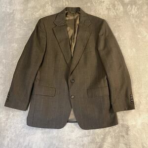 Vintage Lacrosse USA Wool Suit Blazer Brown Pinstripe Classic Fit